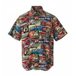 Vintage SPOT SPORT Shirt Men's Large Retro Fruit‎ Box Labels All Over Print
